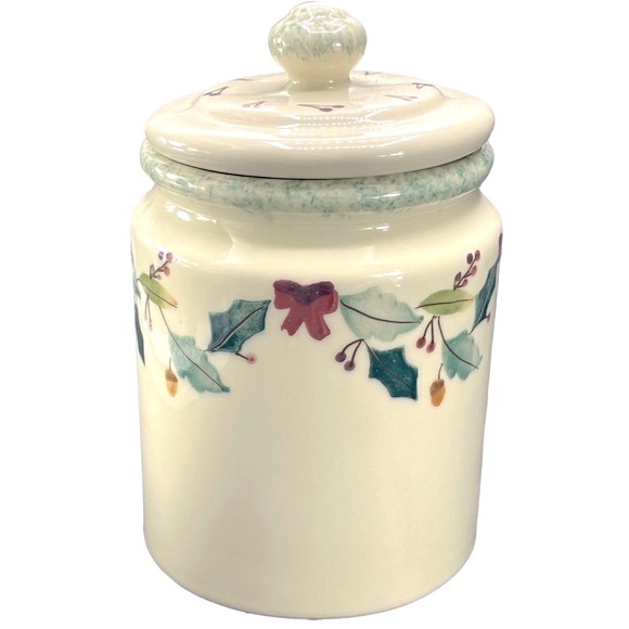 Hartstone Pottery Vintage Christmas Garland Holly Acorn Canister Cookie Jar 1983 - Picture 3 of 11